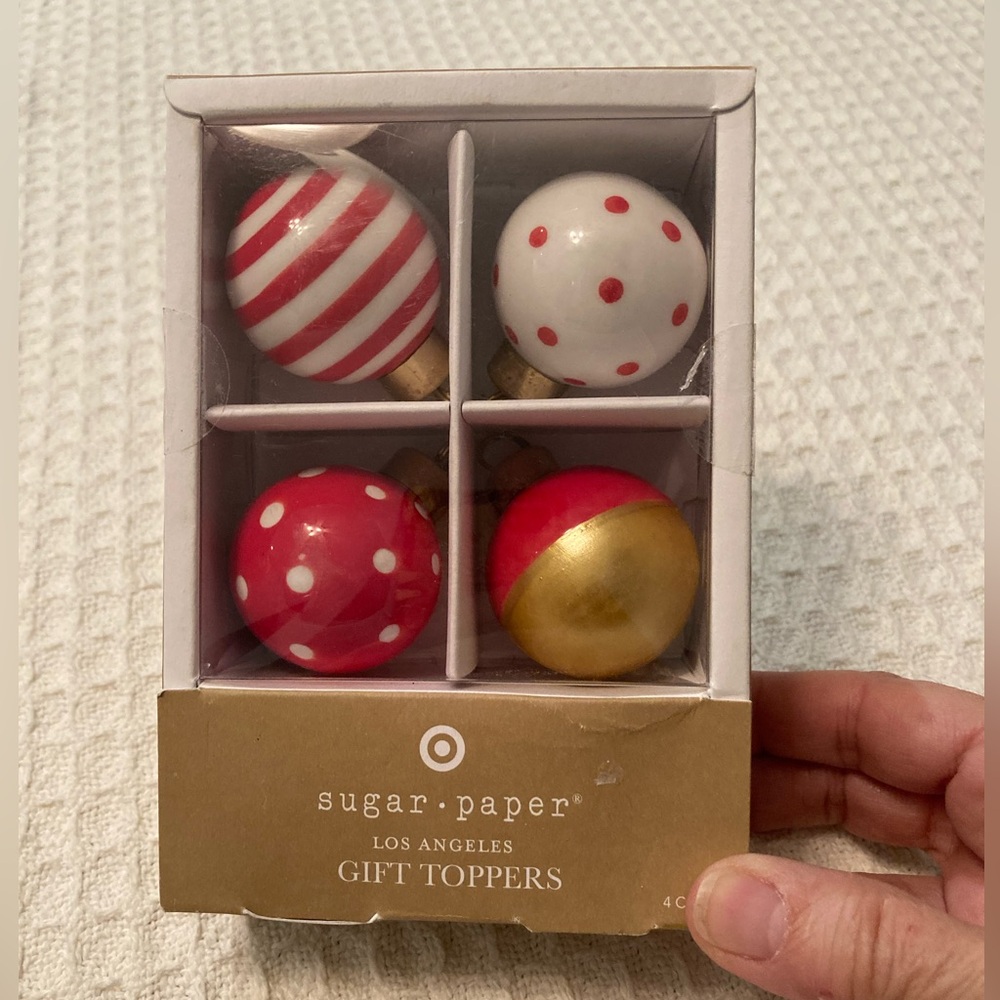 Sugar Paper Gift Toppers Glass Ornaments Set Of 4 2015
